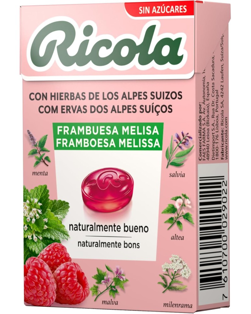 Ricola Caramelo Frambuesa Melisa 27 5 gr minibox