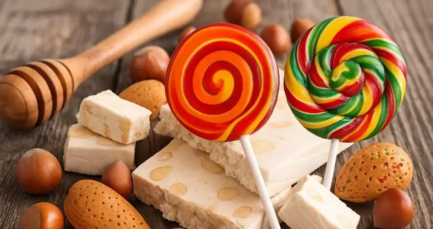 Piruletas y Nougats variados Almendras Capó